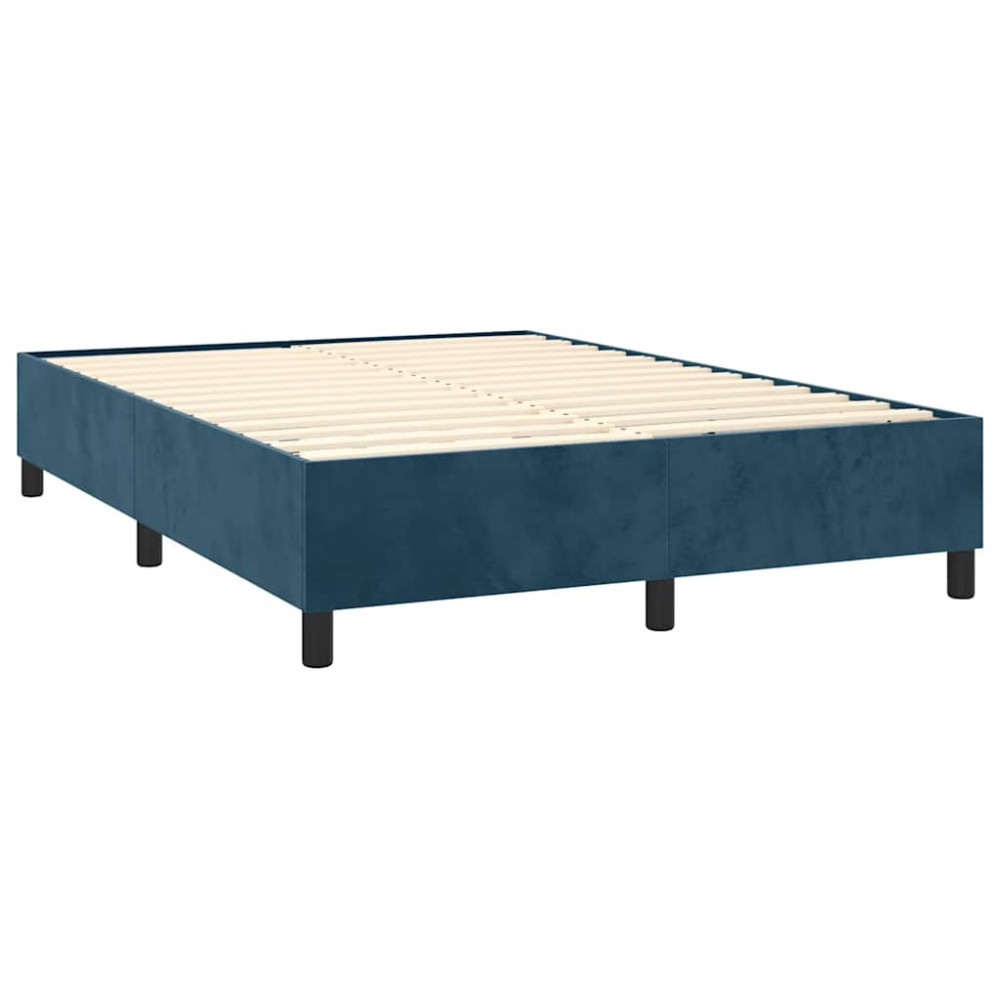Produktbild för Ramsäng med madrass mörkblå 140x190 cm sammet