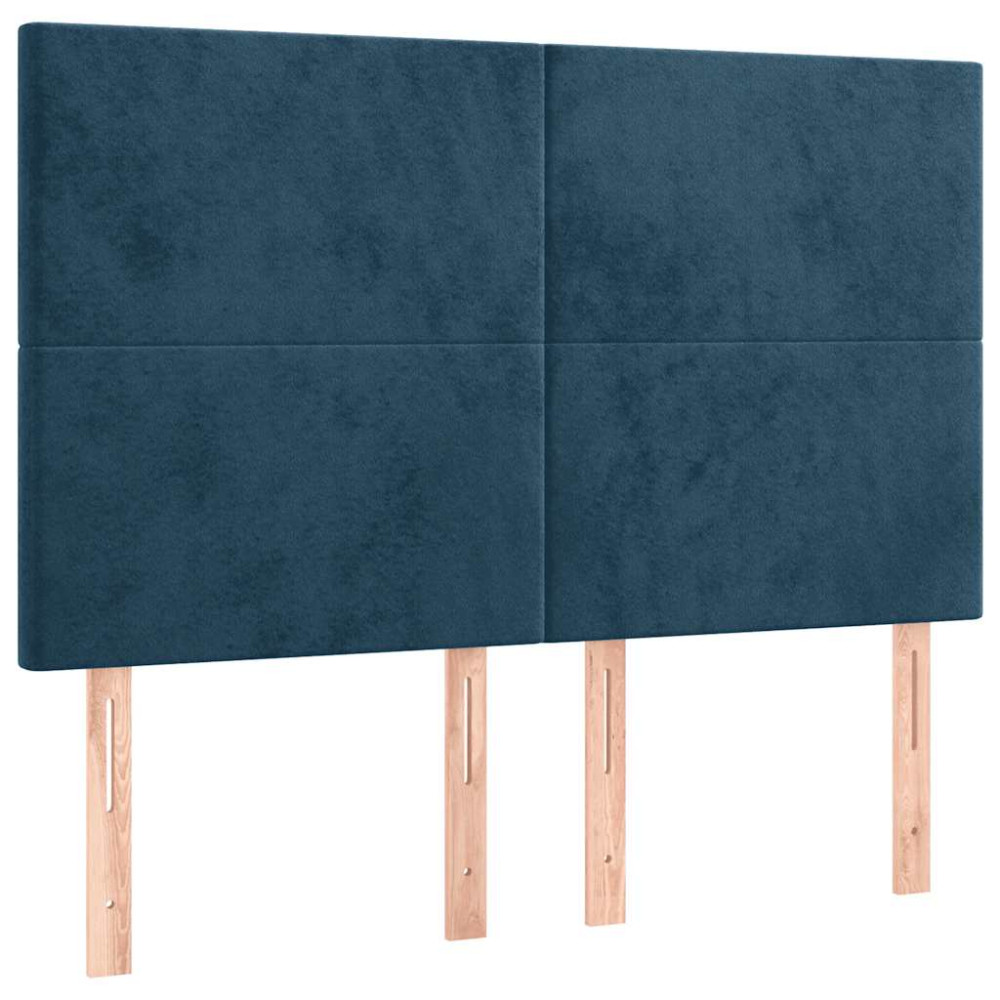 Produktbild för Ramsäng med madrass mörkblå 140x190 cm sammet