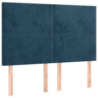 Produktbild för Ramsäng med madrass mörkblå 140x190 cm sammet