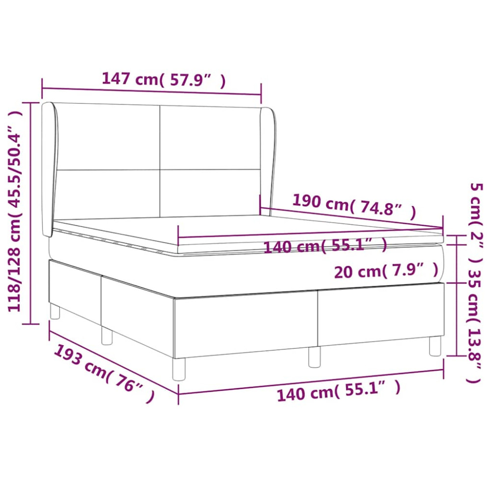 Produktbild för Ramsäng med madrass mörkblå 140x190 cm sammet