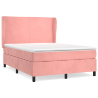 Produktbild för Ramsäng med madrass rosa 140x190 cm sammet