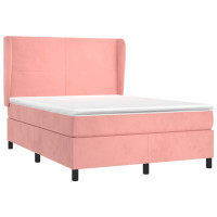 Produktbild för Ramsäng med madrass rosa 140x190 cm sammet