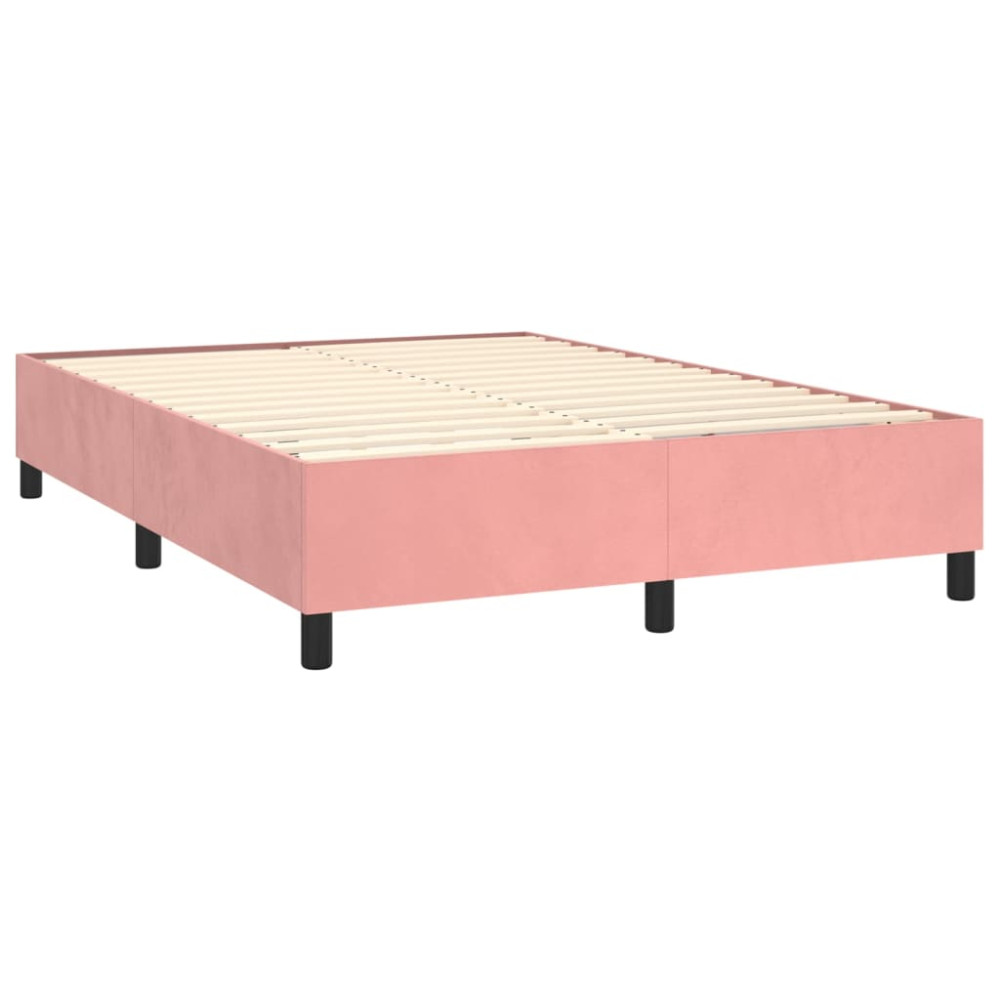 Produktbild för Ramsäng med madrass rosa 140x190 cm sammet
