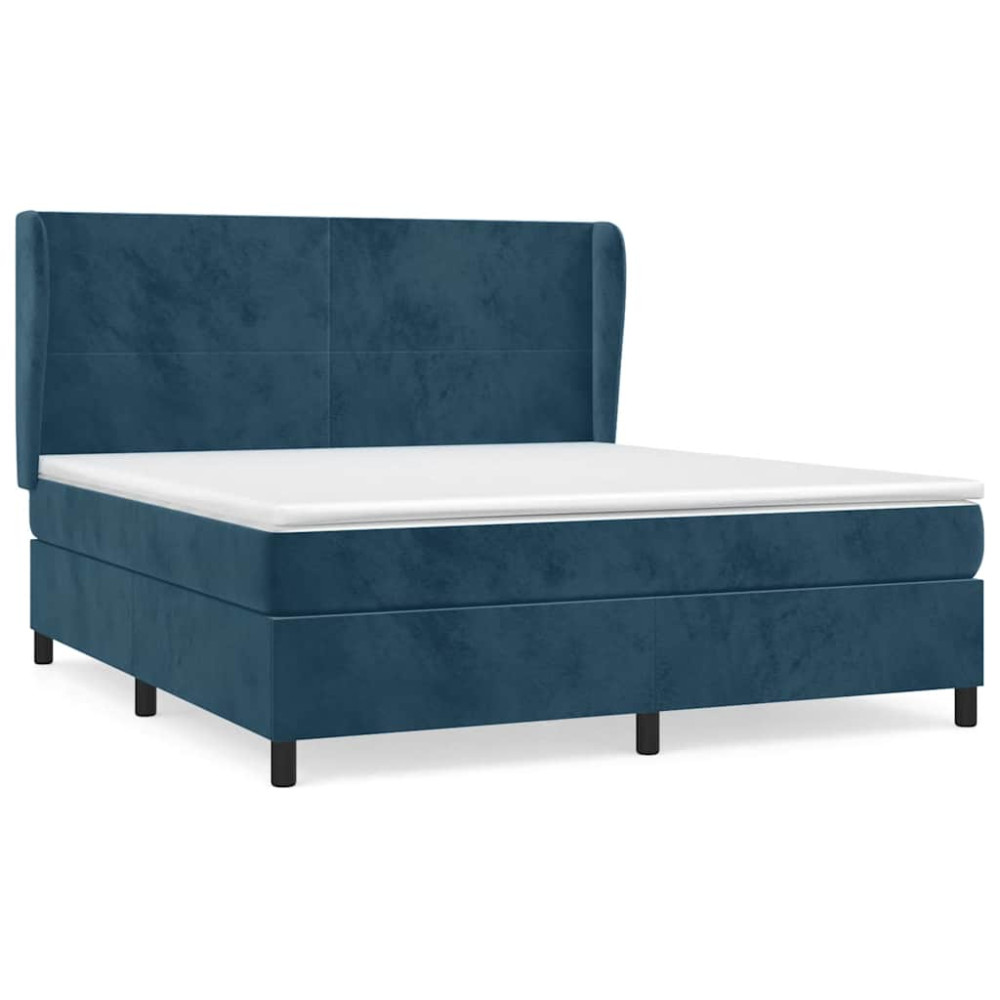 Produktbild för Ramsäng med madrass mörkblå 180x200 cm sammet