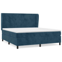 Produktbild för Ramsäng med madrass mörkblå 180x200 cm sammet
