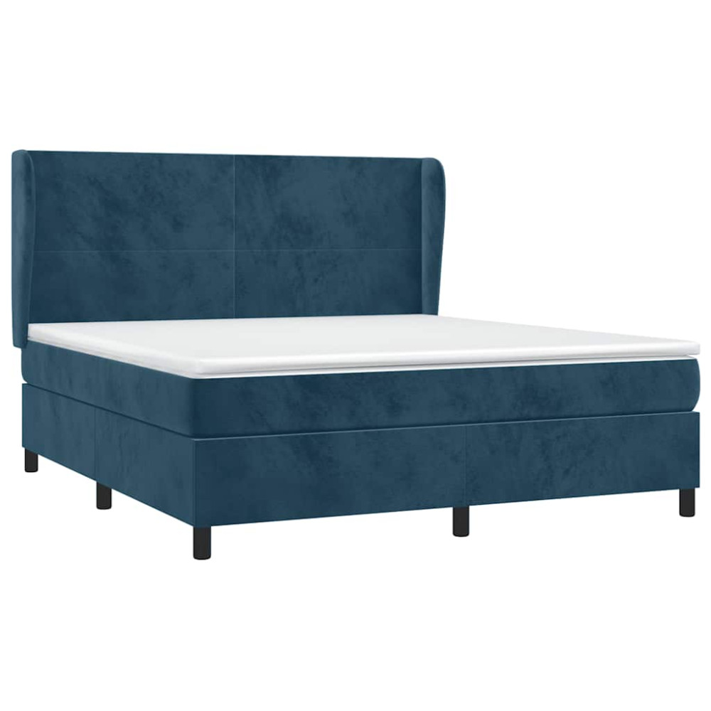 Produktbild för Ramsäng med madrass mörkblå 180x200 cm sammet