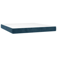 Produktbild för Ramsäng med madrass mörkblå 180x200 cm sammet