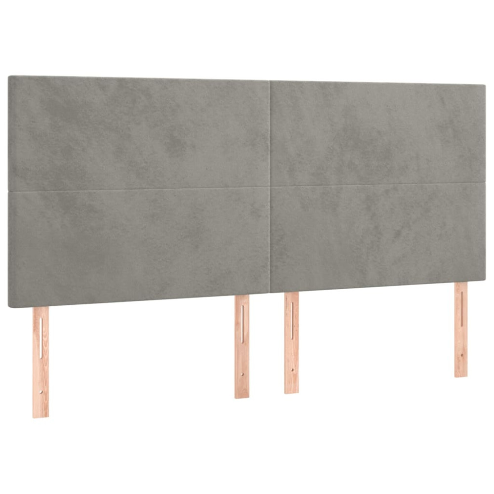 Produktbild för Ramsäng med madrass ljusgrå 200x200 cm sammet