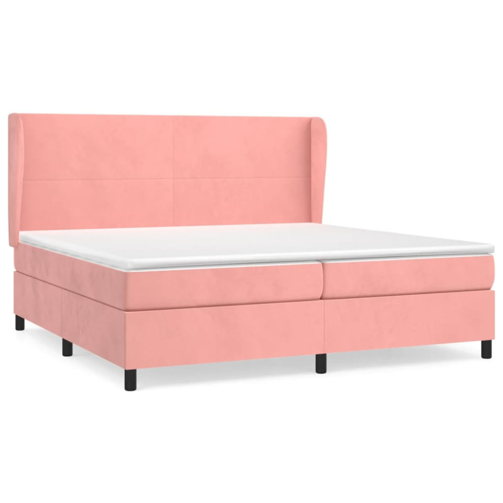 Produktbild för Ramsäng med madrass rosa 200x200 cm sammet
