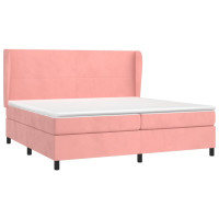 Produktbild för Ramsäng med madrass rosa 200x200 cm sammet