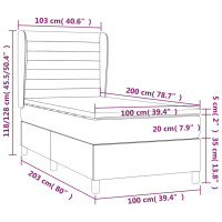 Produktbild för Ramsäng med madrass ljusgrå 100x200 cm sammet