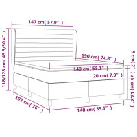 Produktbild för Ramsäng med madrass ljusgrå 140x190 cm sammet