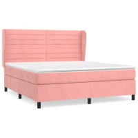 Produktbild för Ramsäng med madrass rosa 160x200 cm sammet