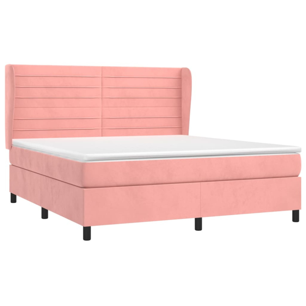 Produktbild för Ramsäng med madrass rosa 160x200 cm sammet