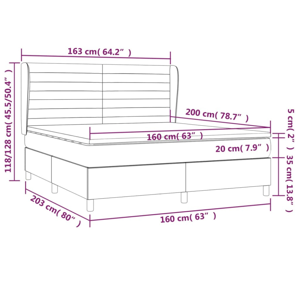 Produktbild för Ramsäng med madrass rosa 160x200 cm sammet