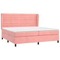 Produktbild för Ramsäng med madrass rosa 200x200 cm sammet