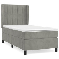 Produktbild för Ramsäng med madrass ljusgrå 80x200 cm sammet