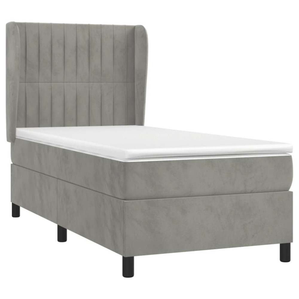 Produktbild för Ramsäng med madrass ljusgrå 80x200 cm sammet