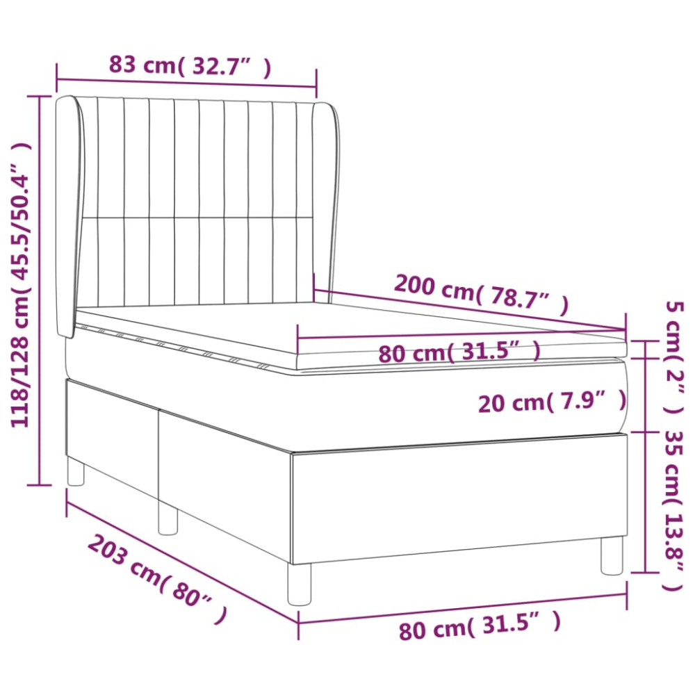Produktbild för Ramsäng med madrass ljusgrå 80x200 cm sammet