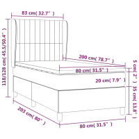 Produktbild för Ramsäng med madrass ljusgrå 80x200 cm sammet