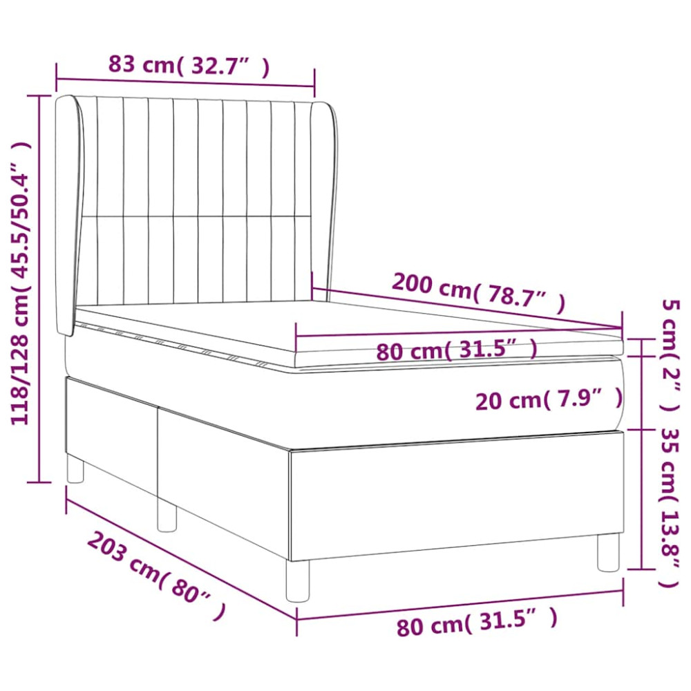Produktbild för Ramsäng med madrass mörkblå 80x200 cm sammet