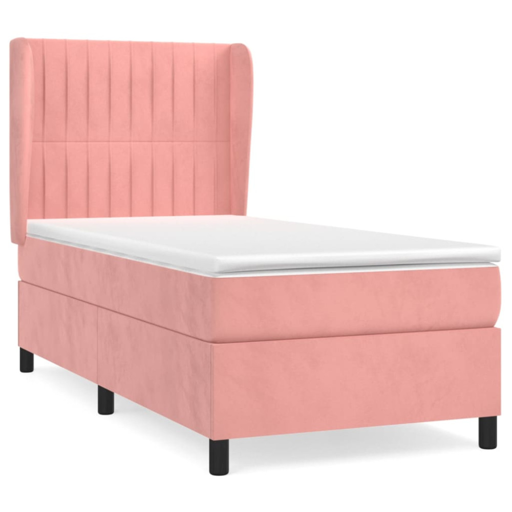 Produktbild för Ramsäng med madrass rosa 80x200 cm sammet