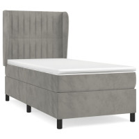 Produktbild för Ramsäng med madrass ljusgrå 90x190 cm sammet