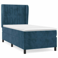 Produktbild för Ramsäng med madrass mörkblå 90x190 cm sammet
