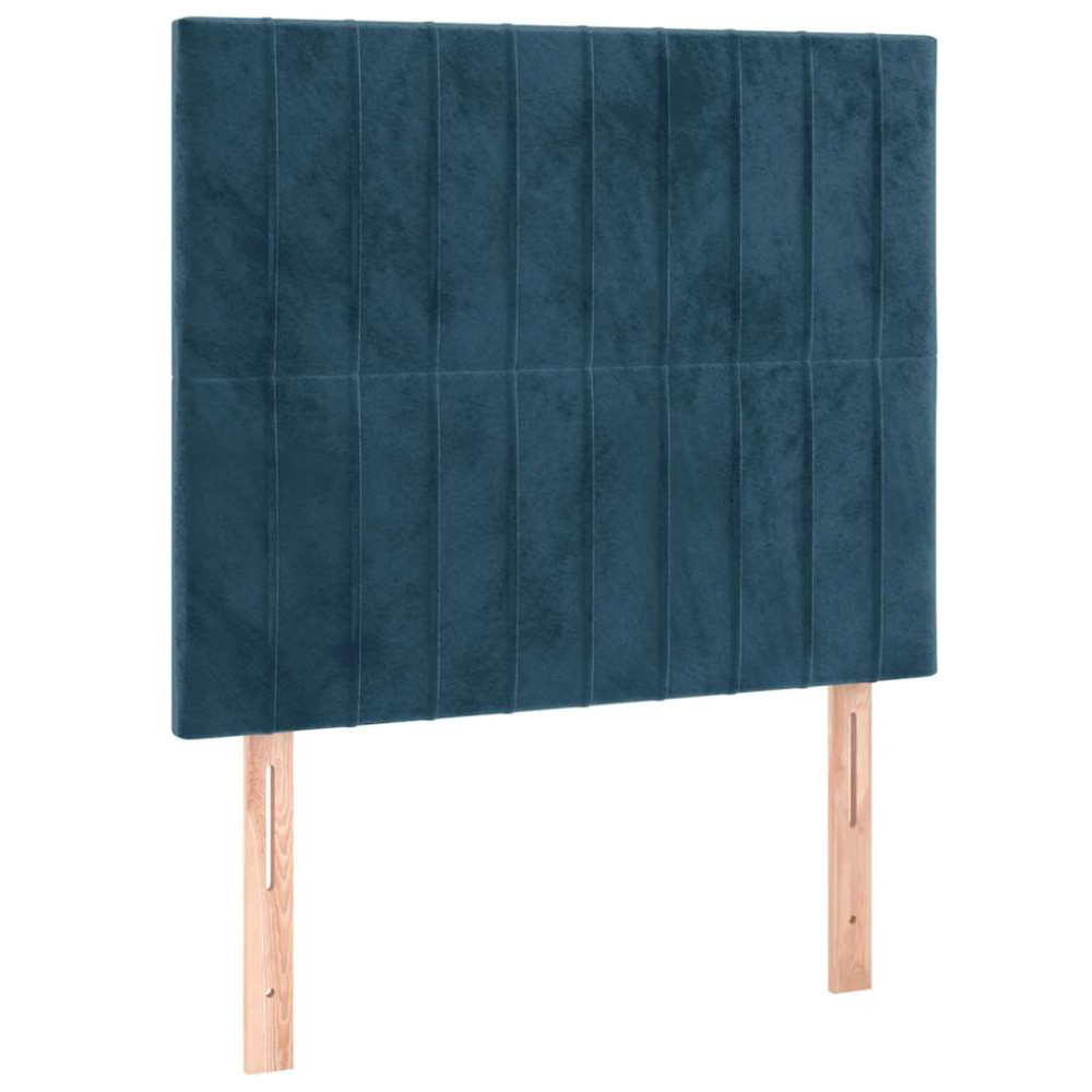 Produktbild för Ramsäng med madrass mörkblå 90x190 cm sammet