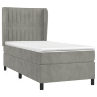 Produktbild för Ramsäng med madrass ljusgrå 90x200 cm sammet