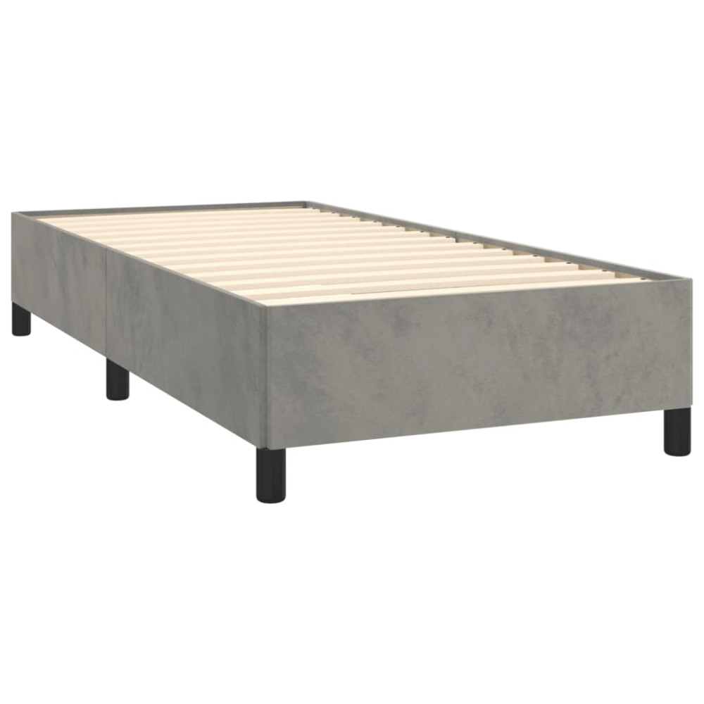 Produktbild för Ramsäng med madrass ljusgrå 90x200 cm sammet