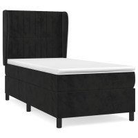 Produktbild för Ramsäng med madrass svart 90x200 cm sammet