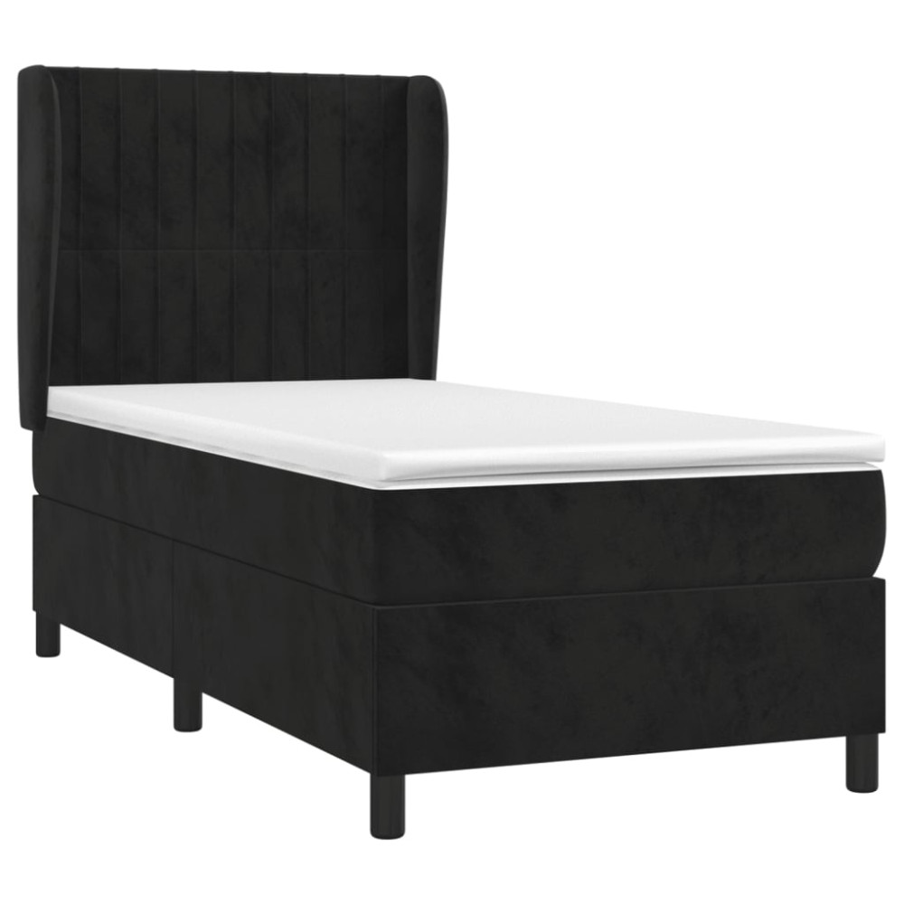 Produktbild för Ramsäng med madrass svart 90x200 cm sammet