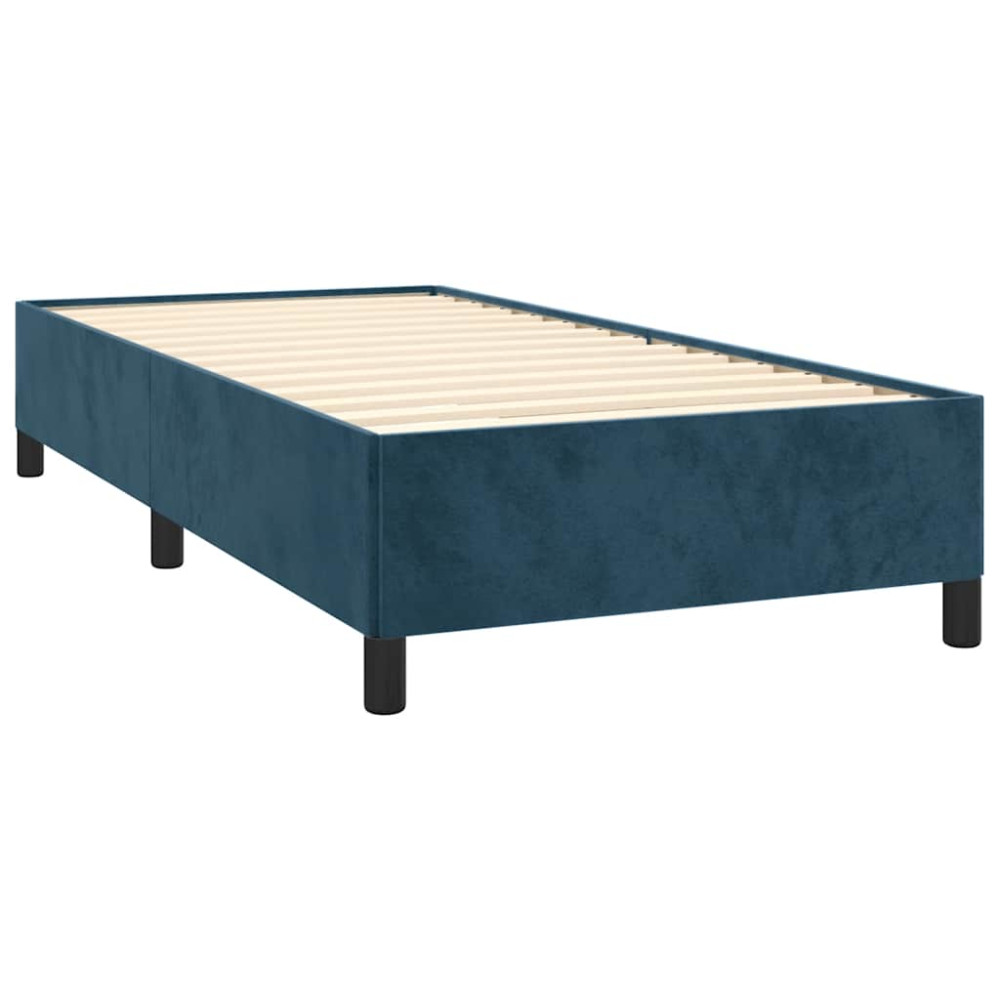 Produktbild för Ramsäng med madrass mörkblå 90x200 cm sammet