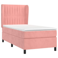 Produktbild för Ramsäng med madrass rosa 90x200 cm sammet