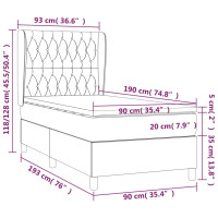 Produktbild för Ramsäng med madrass rosa 90x190 cm sammet
