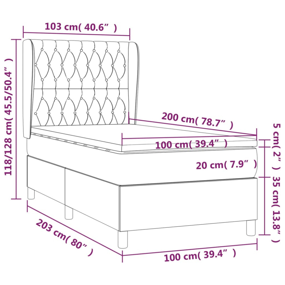 Produktbild för Ramsäng med madrass ljusgrå 100x200 cm sammet