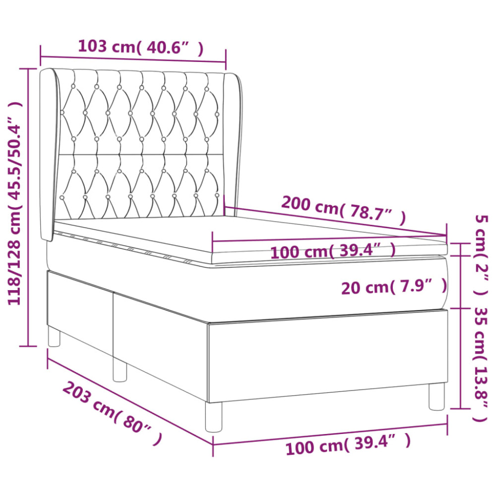 Produktbild för Ramsäng med madrass svart 100x200 cm sammet