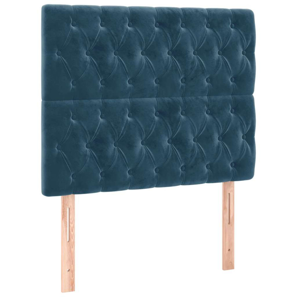Produktbild för Ramsäng med madrass mörkblå 100x200 cm sammet
