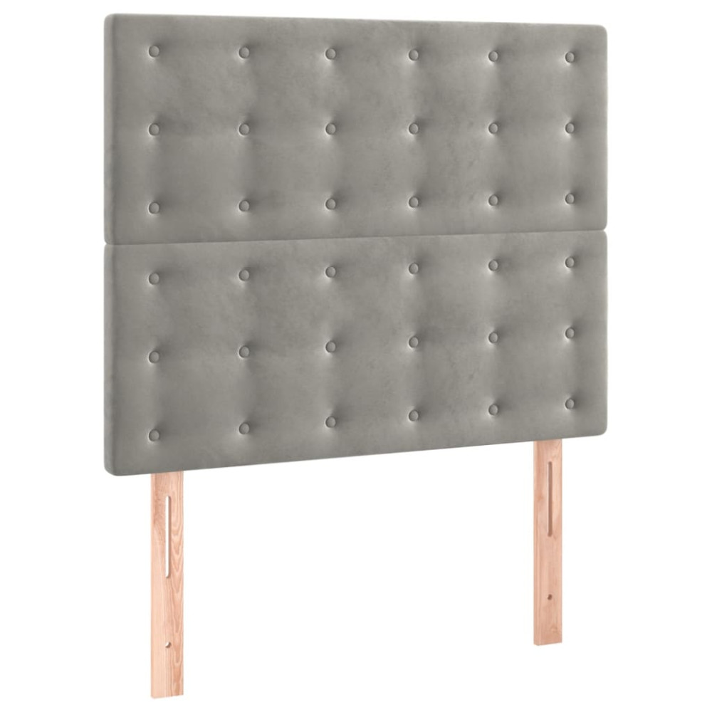 Produktbild för Ramsäng med madrass ljusgrå 80x200 cm sammet