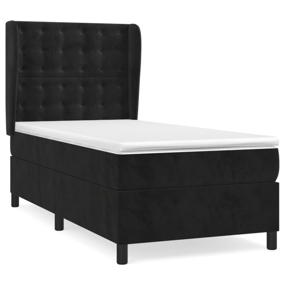 Produktbild för Ramsäng med madrass svart 80x200 cm sammet