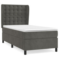 Produktbild för Ramsäng med madrass mörkgrå 90x190 cm sammet