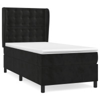Produktbild för Ramsäng med madrass svart 90x190 cm sammet