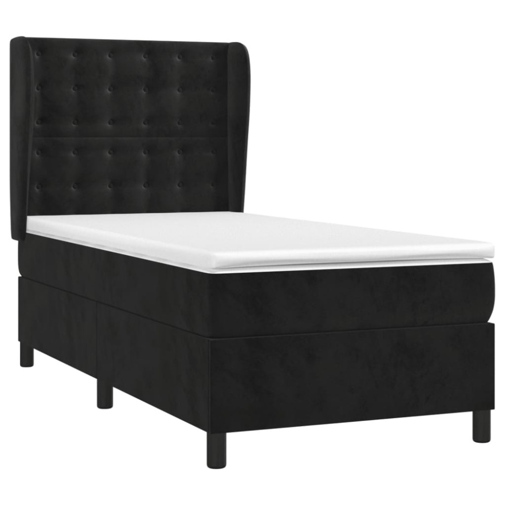 Produktbild för Ramsäng med madrass svart 90x190 cm sammet