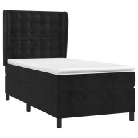 Produktbild för Ramsäng med madrass svart 90x190 cm sammet
