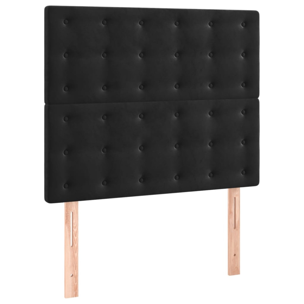 Produktbild för Ramsäng med madrass svart 90x190 cm sammet