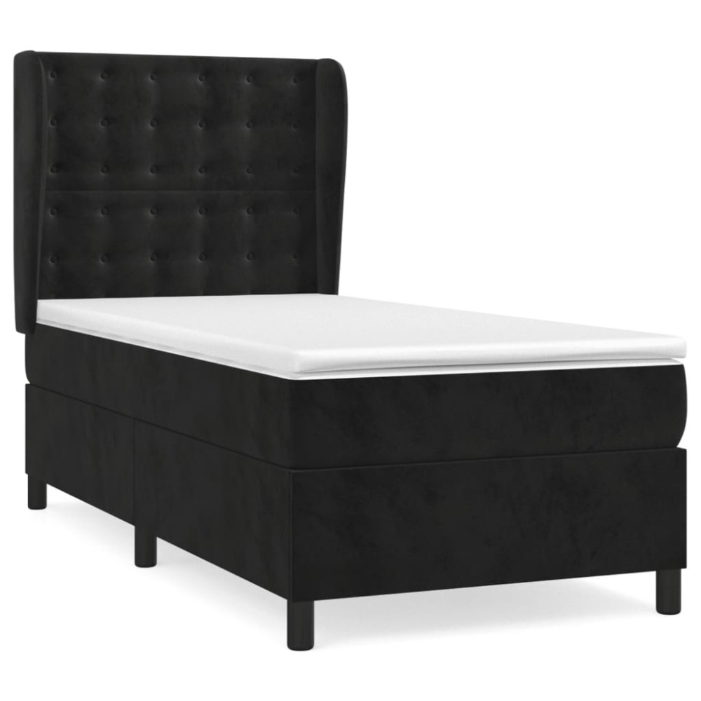 Produktbild för Ramsäng med madrass svart 90x200 cm sammet
