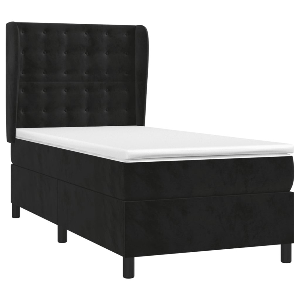Produktbild för Ramsäng med madrass svart 90x200 cm sammet