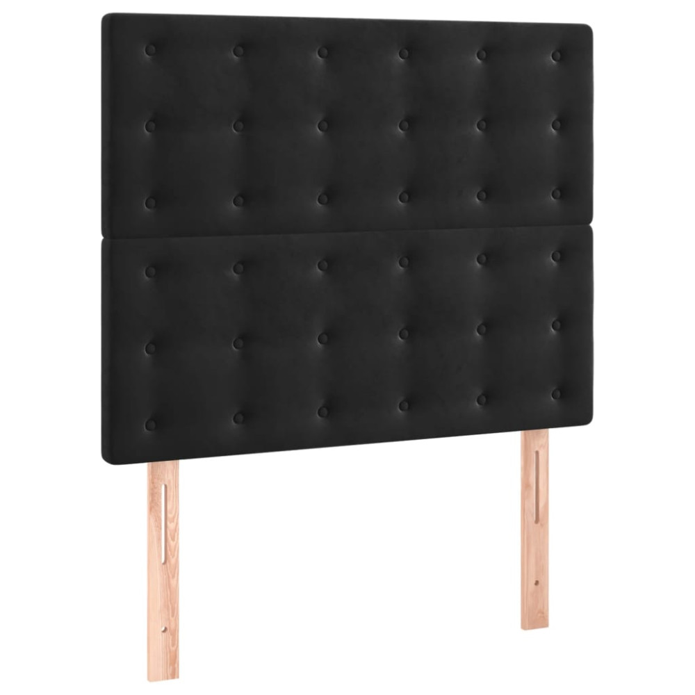 Produktbild för Ramsäng med madrass svart 90x200 cm sammet