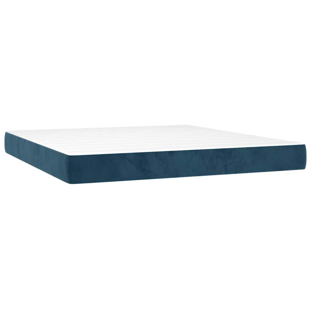 Produktbild för Ramsäng med madrass mörkblå 90x200 cm sammet